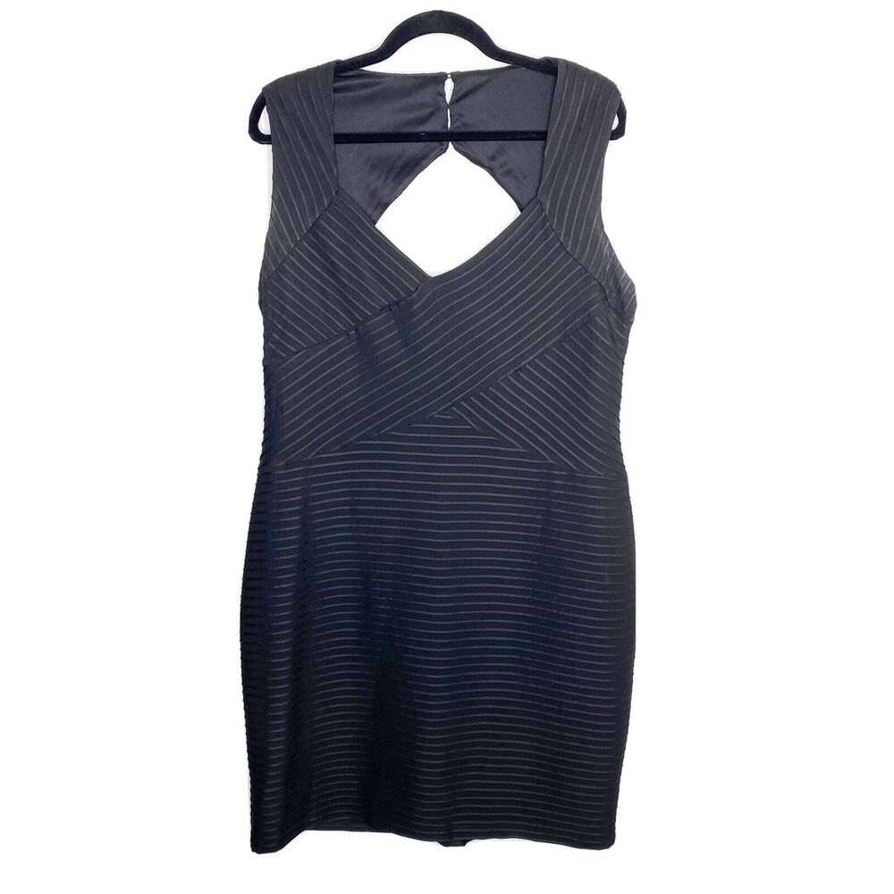Eliza J Plus 14W Dress Bodycon Bandage Solid Black Sleeveless LBD Short Mini